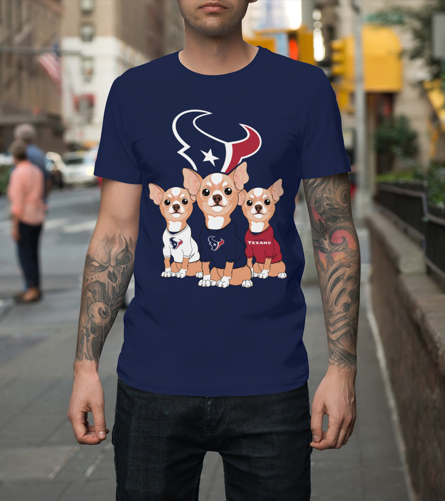 Houston Texans Chihuahua Trio Fan T-Shirt