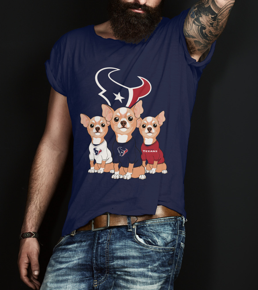 Houston Texans Chihuahua Trio Fan T-Shirt