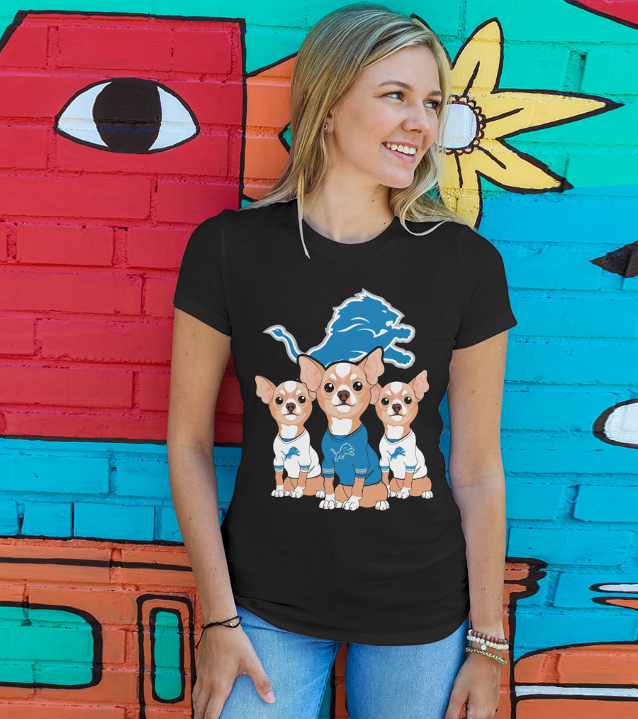 Detroit Lions Chihuahua Trio T-Shirt
