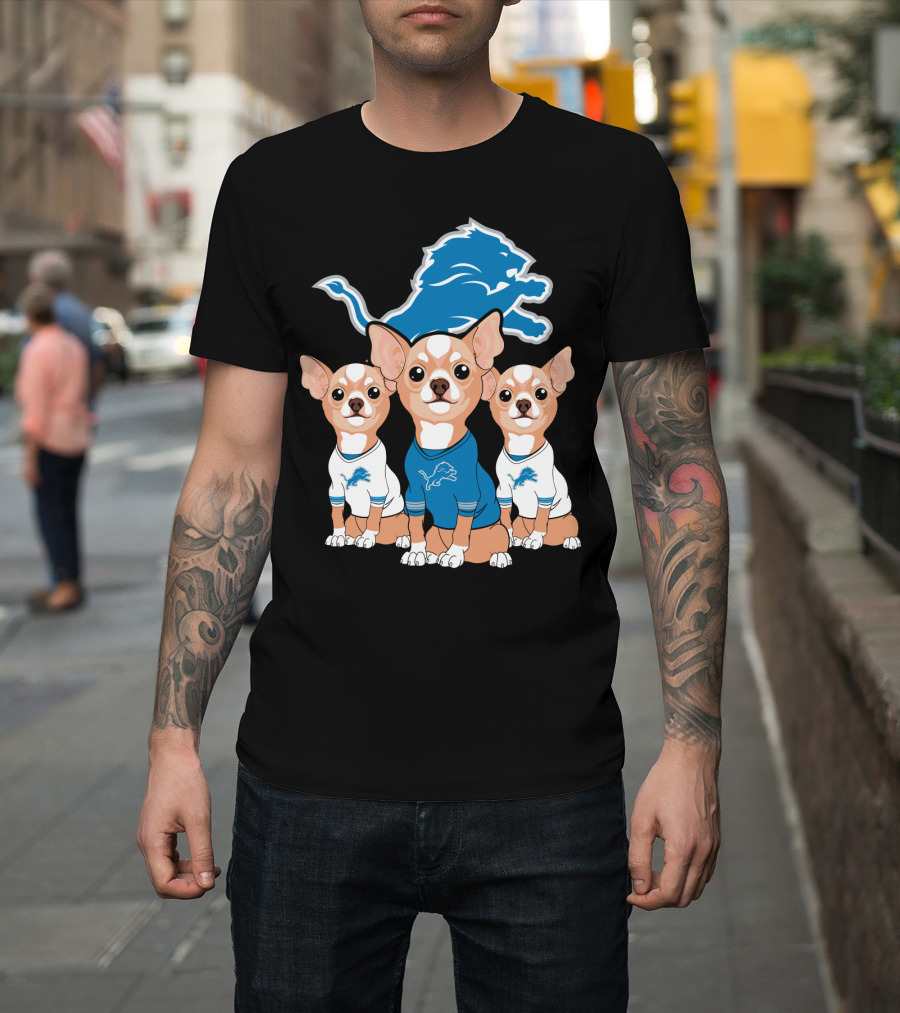 Detroit Lions Chihuahua Trio T-Shirt