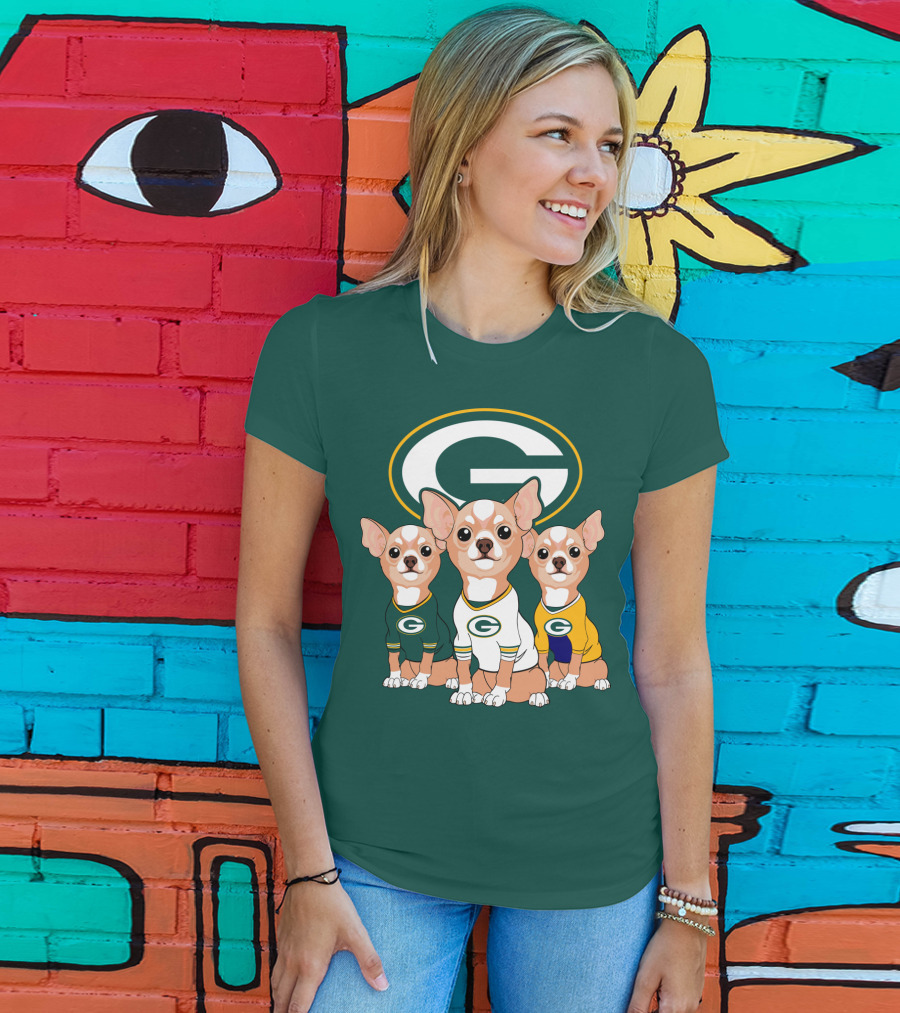 Green Bay Packers Chihuahua Trio T-Shirt