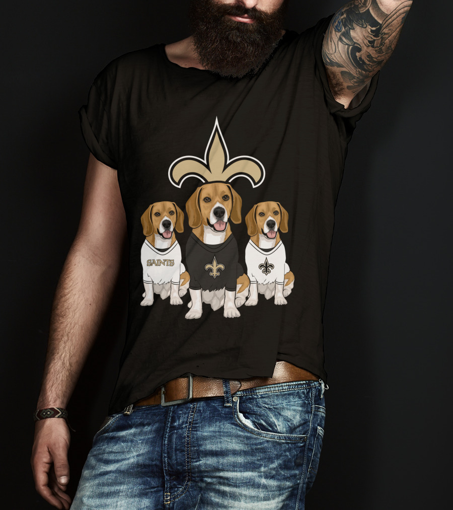 Saints Beagle Trio With Fleur-De-Lis T-Shirt