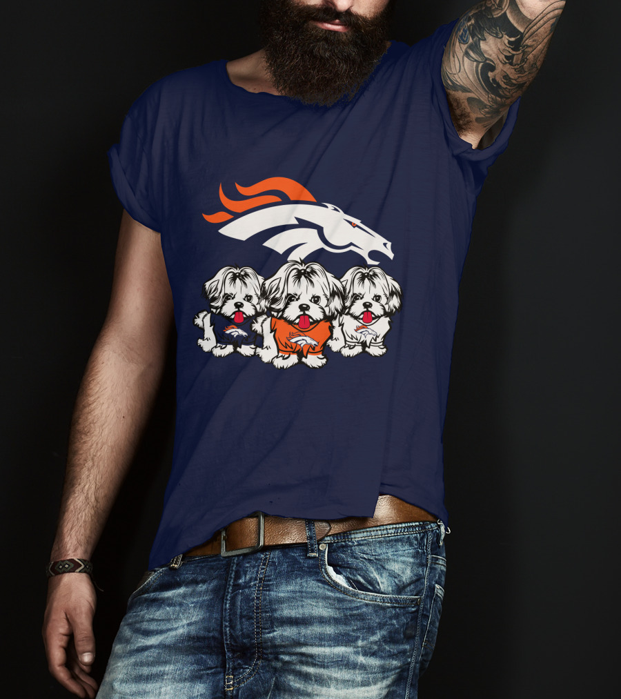 Shih Tzu Dogs Denver Broncos NFL Football Fan T-Shirt