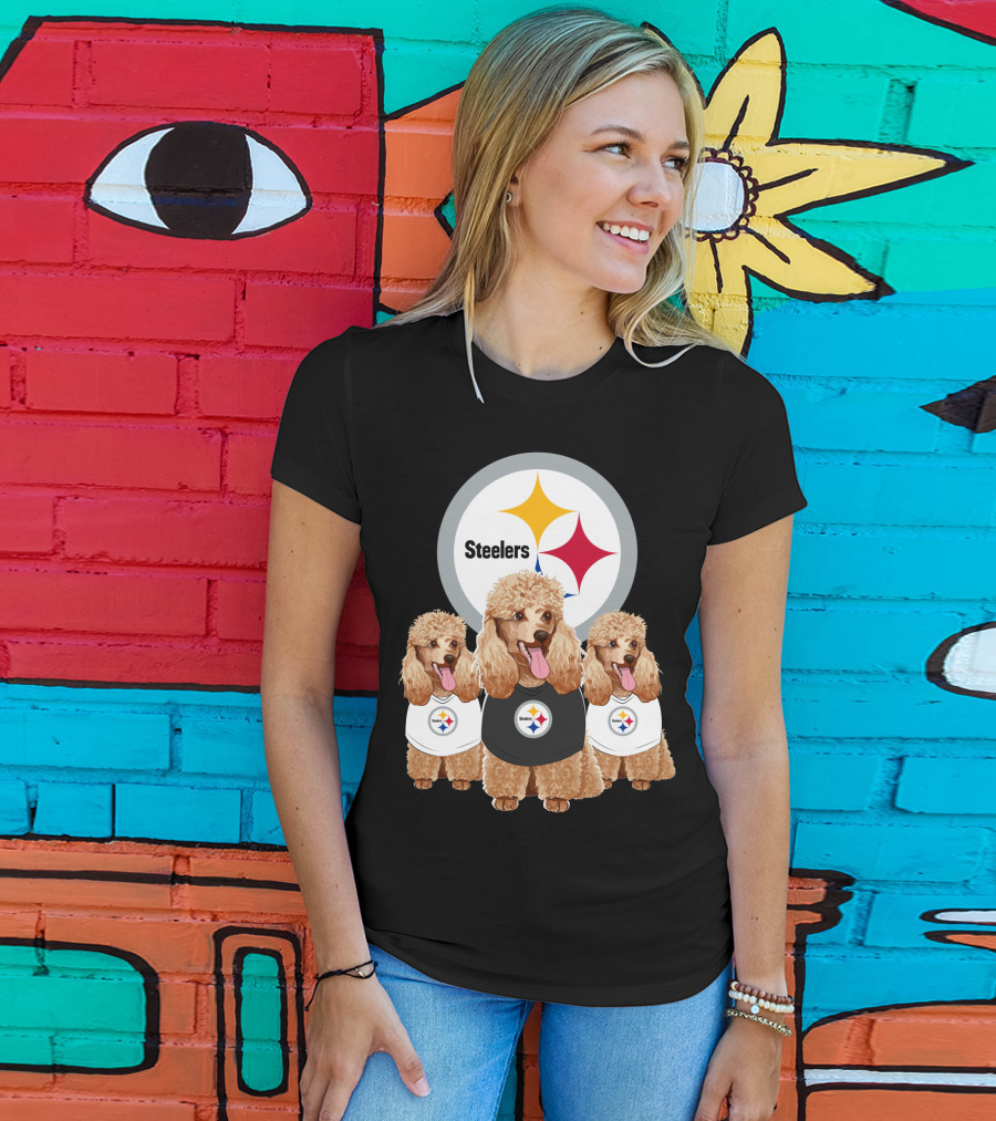 Pittsburgh Steelers Poodle Dogs Football Fan T-Shirt