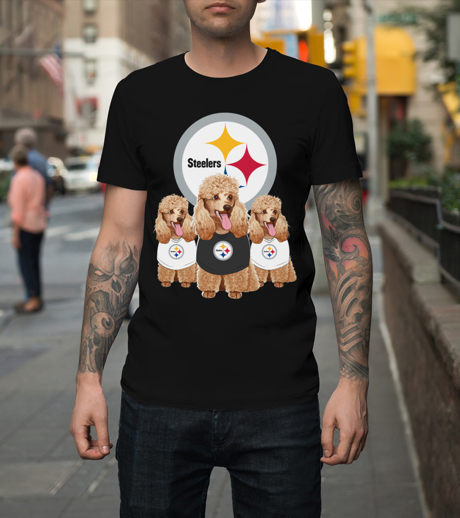 Pittsburgh Steelers Poodle Dogs Football Fan T-Shirt