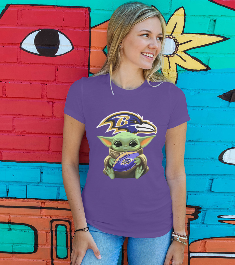 Babyyoda Star Wars Baltimore Ravens Football Crossover T-Shirt