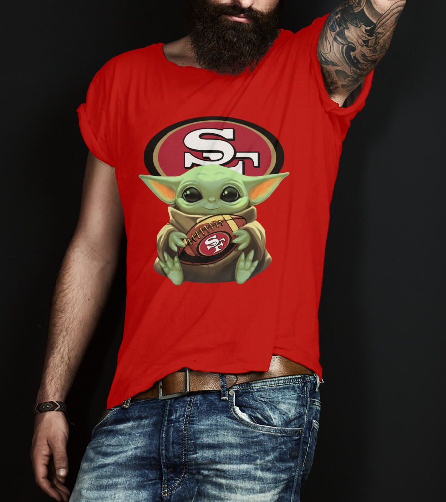 Baby Yoda Football 49ers Star Wars Crossover Fan T-Shirt