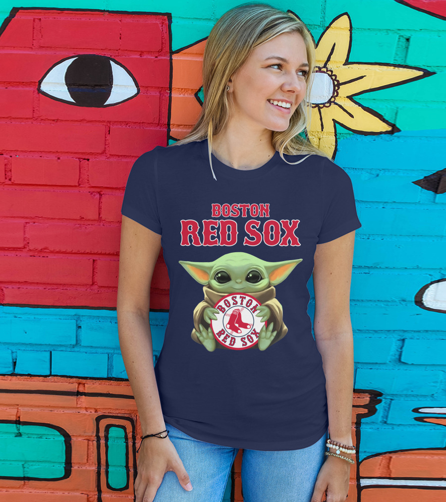 Boston Red Sox Baby Yoda Holding Baseball Team T-Shirt