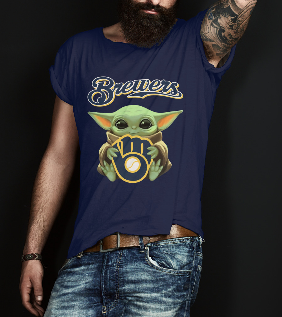 Brewers Baby Yoda Holding Milwaukee T-Shirt