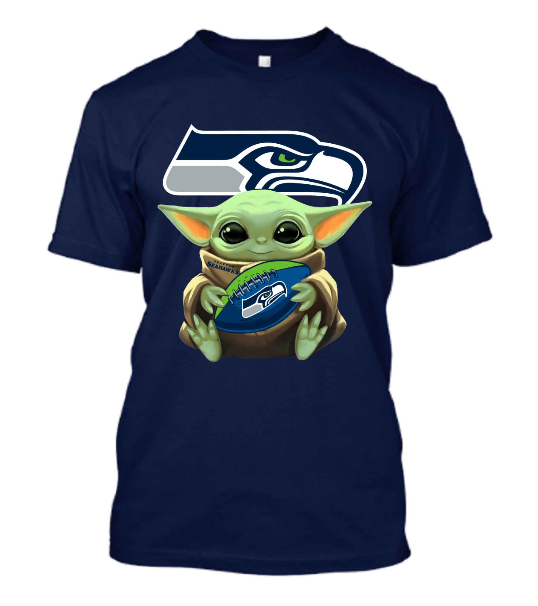 Baby Yoda Holding Seattle Seahawks Football Nfl T-Shirt