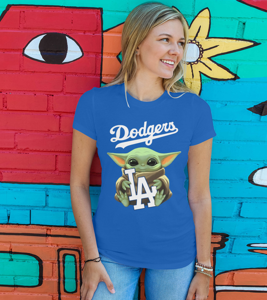 Dodgers Baby Yoda Holding La Team T-Shirt