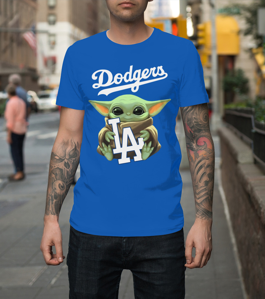 Dodgers Baby Yoda Holding La Team T-Shirt
