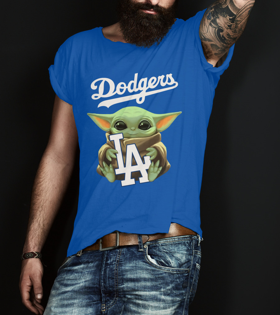 Dodgers Baby Yoda Holding La Team T-Shirt