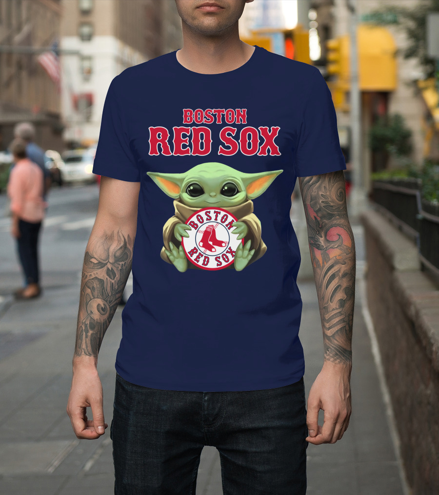 Boston Red Sox Baby Yoda Holding Team T-Shirt