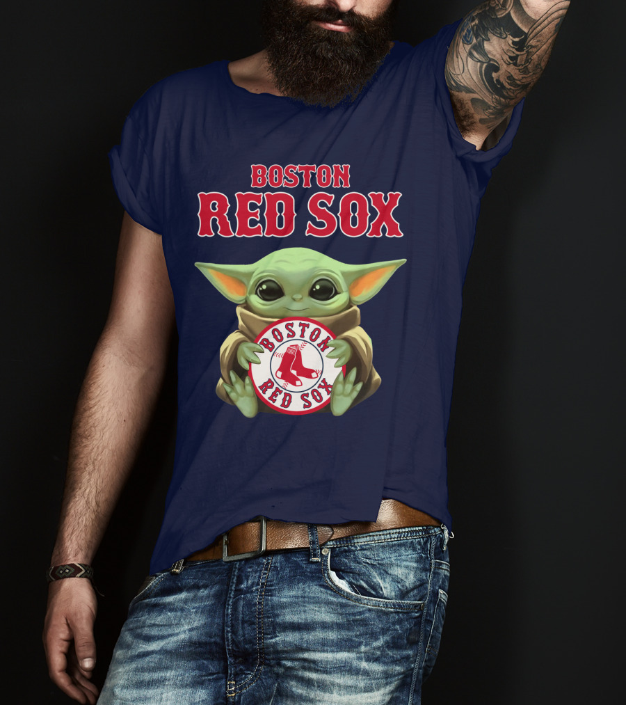 Boston Red Sox Baby Yoda Holding Team T-Shirt