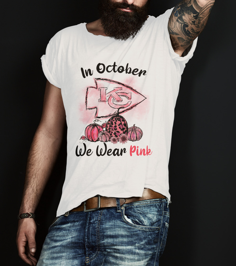 In October We Wear Pink Kc Pumpkin Edition T-Shirt