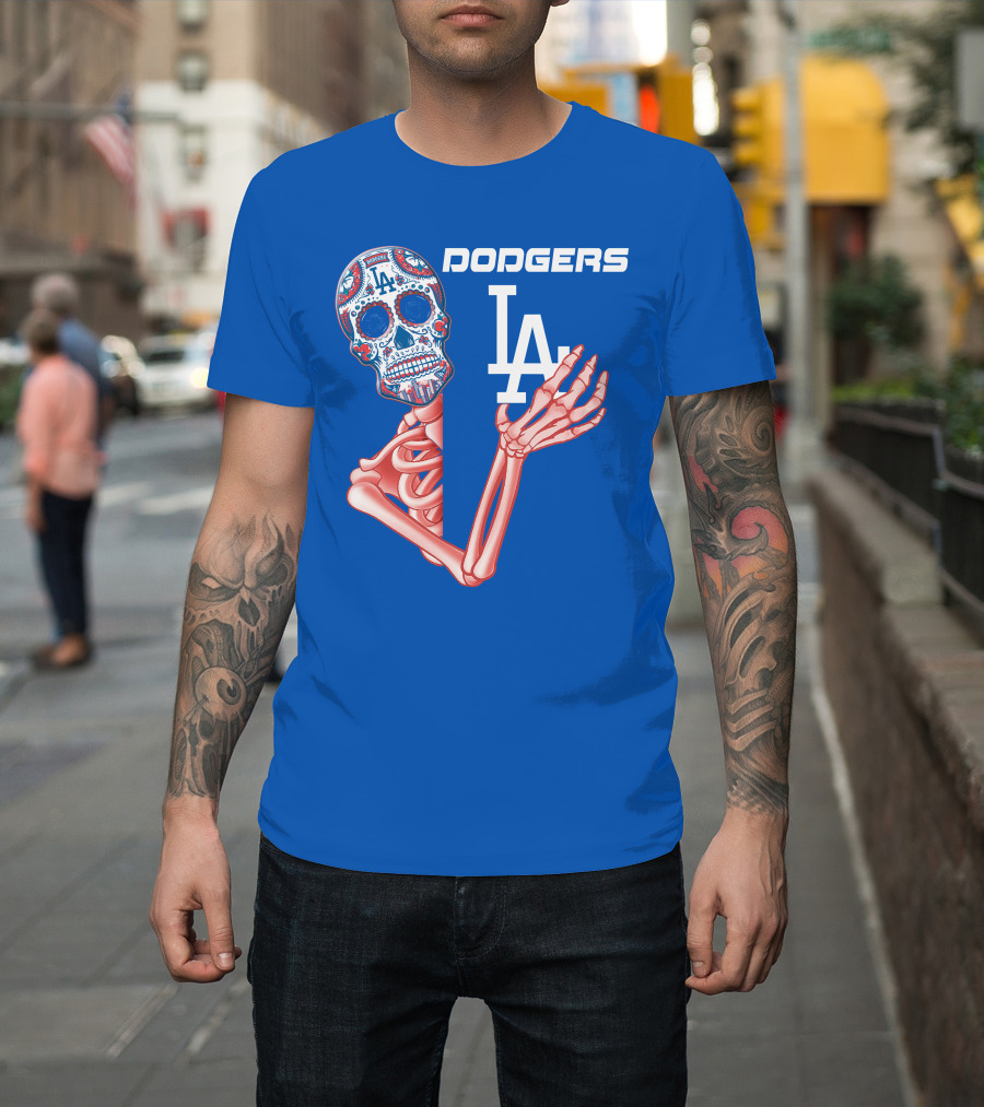 Dodgers La Sugar Skull Skeleton T-Shirt