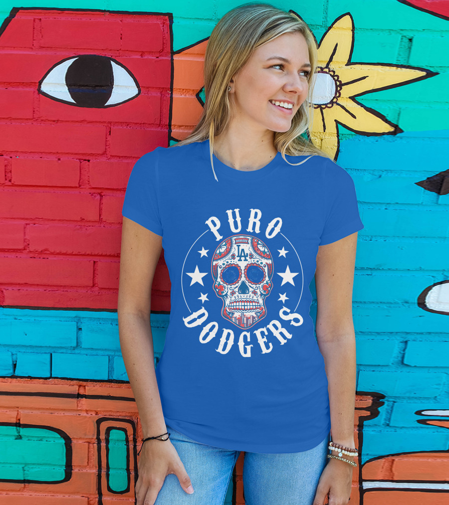 Puro Dodgers Día De Los Muertos La Logo T-Shirt