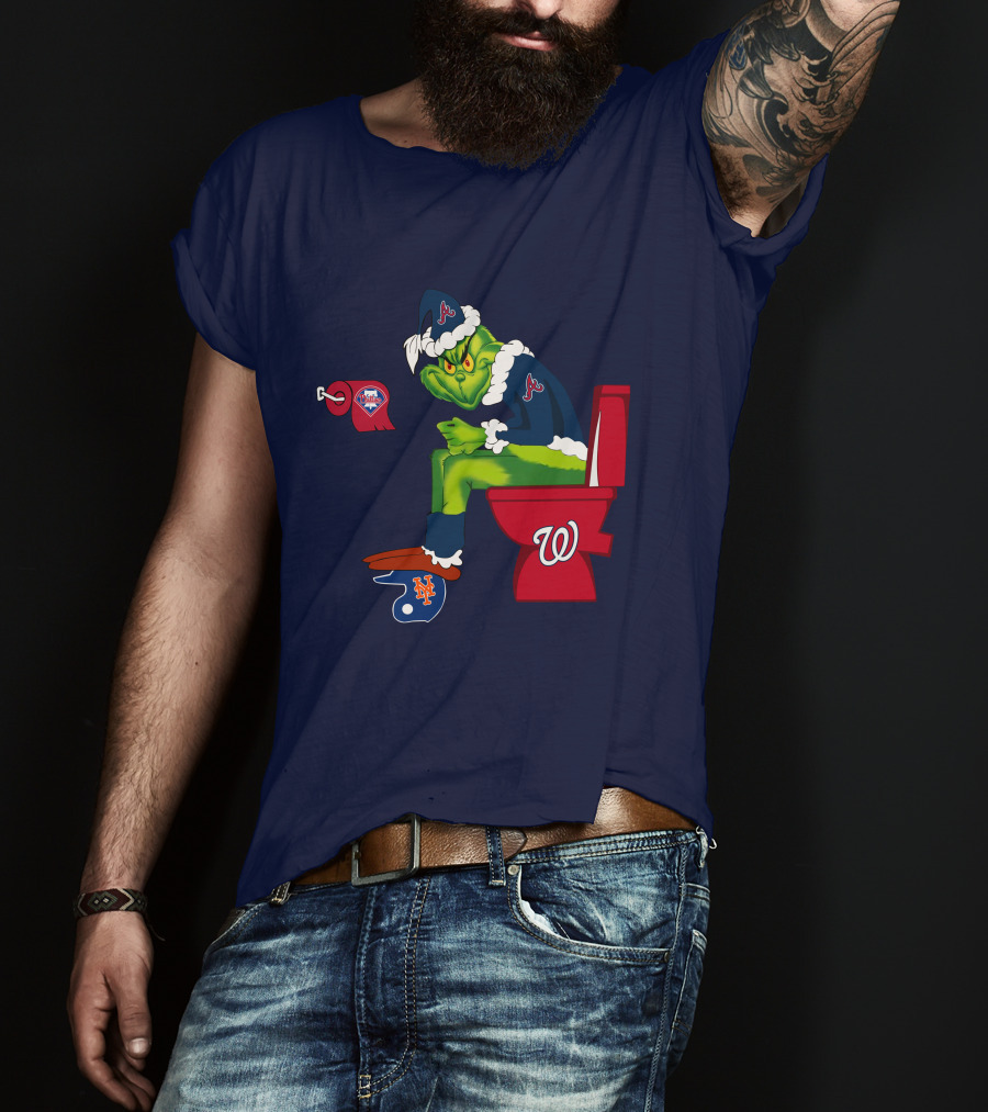 Atlanta Braves Grinch With New York Mets And Washington Nationals Logos T-Shirt