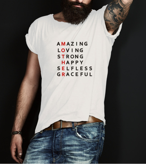 AMAZING LOVING STRONG HAPPY SELFLESS GRACEFUL MOTHER CROSSWORD T-Shirt