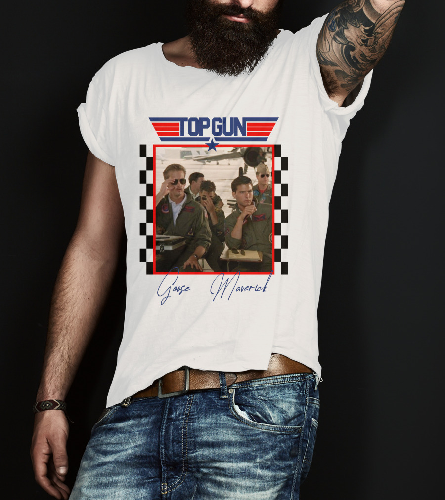 Top Gun Goose Maverick Classic Aviation Icons In Signature Flight Gear T-Shirt