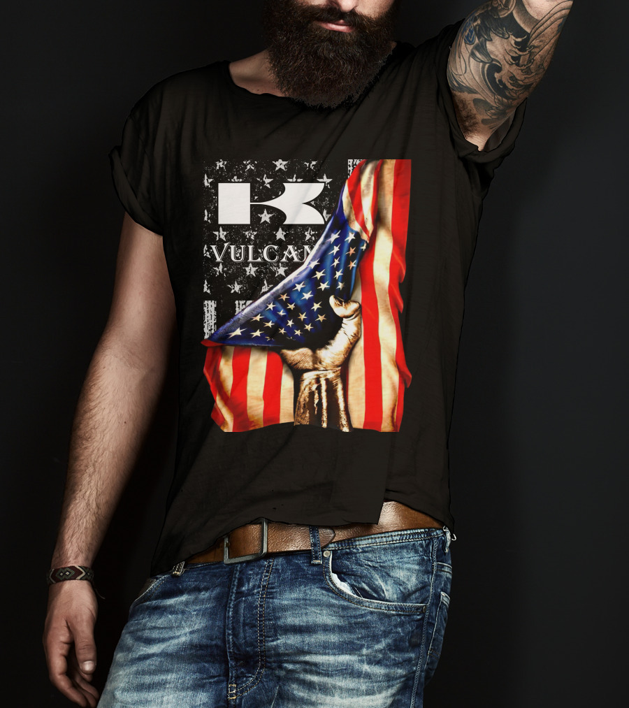 Vulcan Hand Gripping American Flag With Stars And Stripes T-Shirt