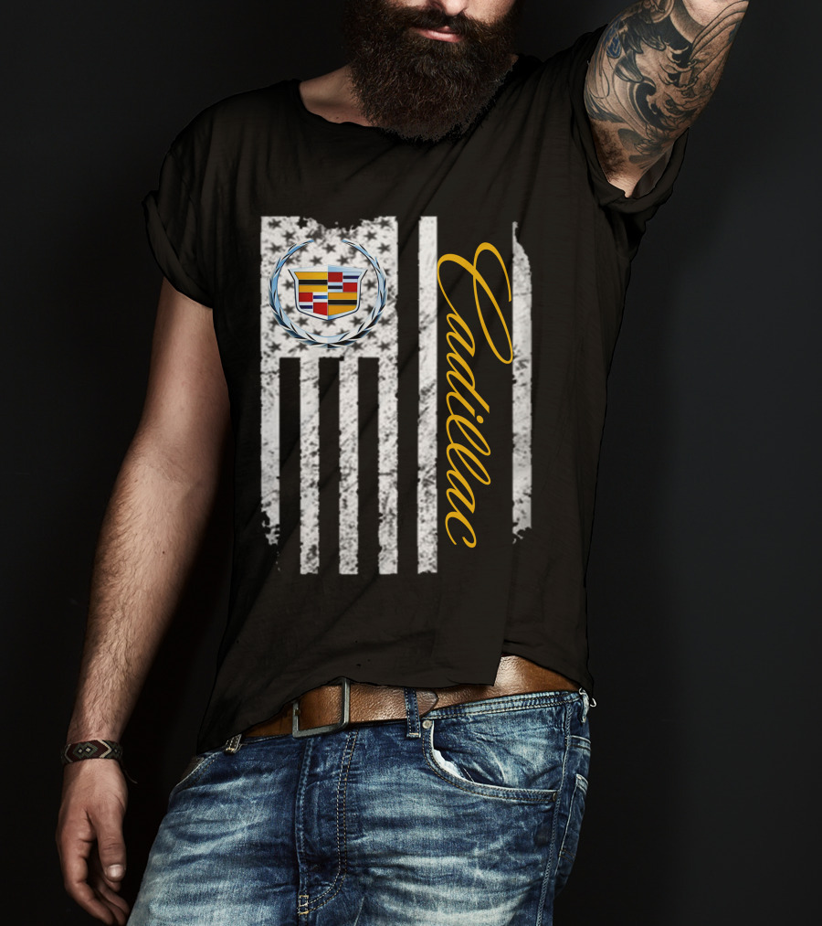 Cadillac Logo American Flag T-Shirt