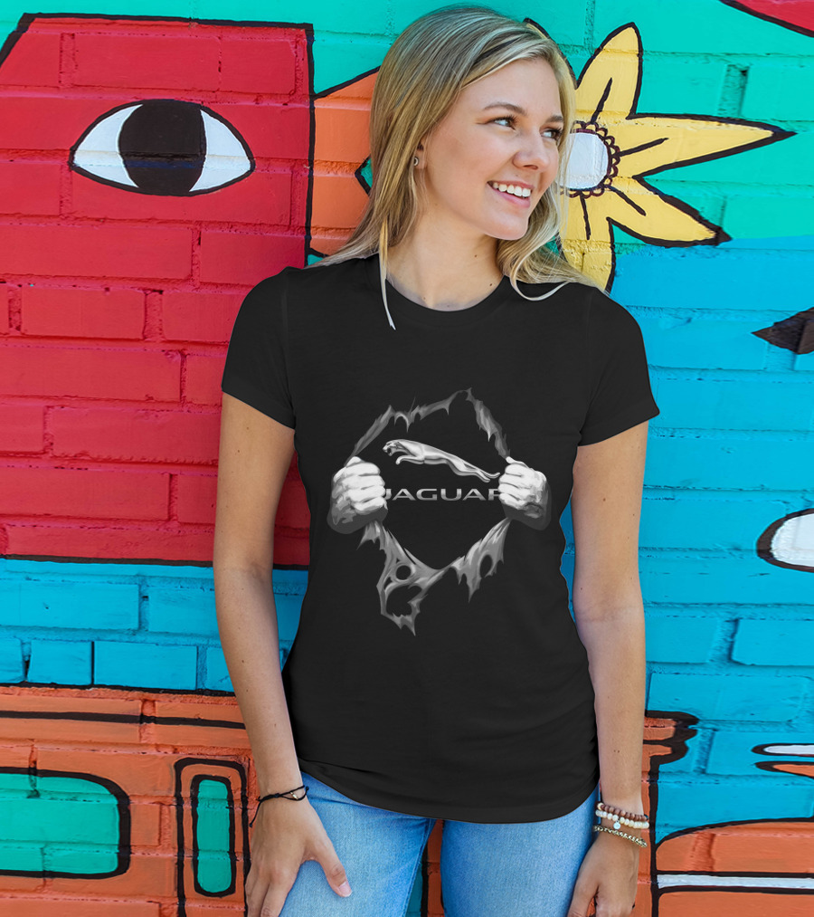 Jaguar Logo With Ripped Hands Effect T-Shirt