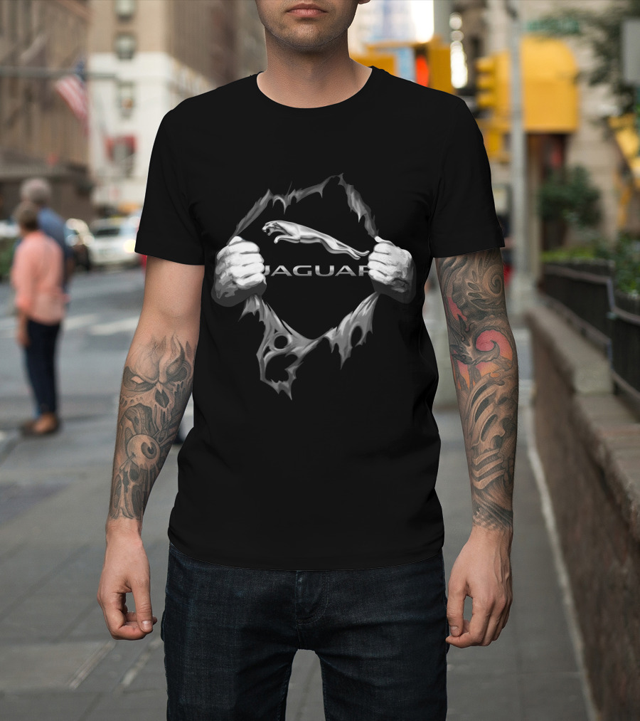 Jaguar Logo With Ripped Hands Effect T-Shirt