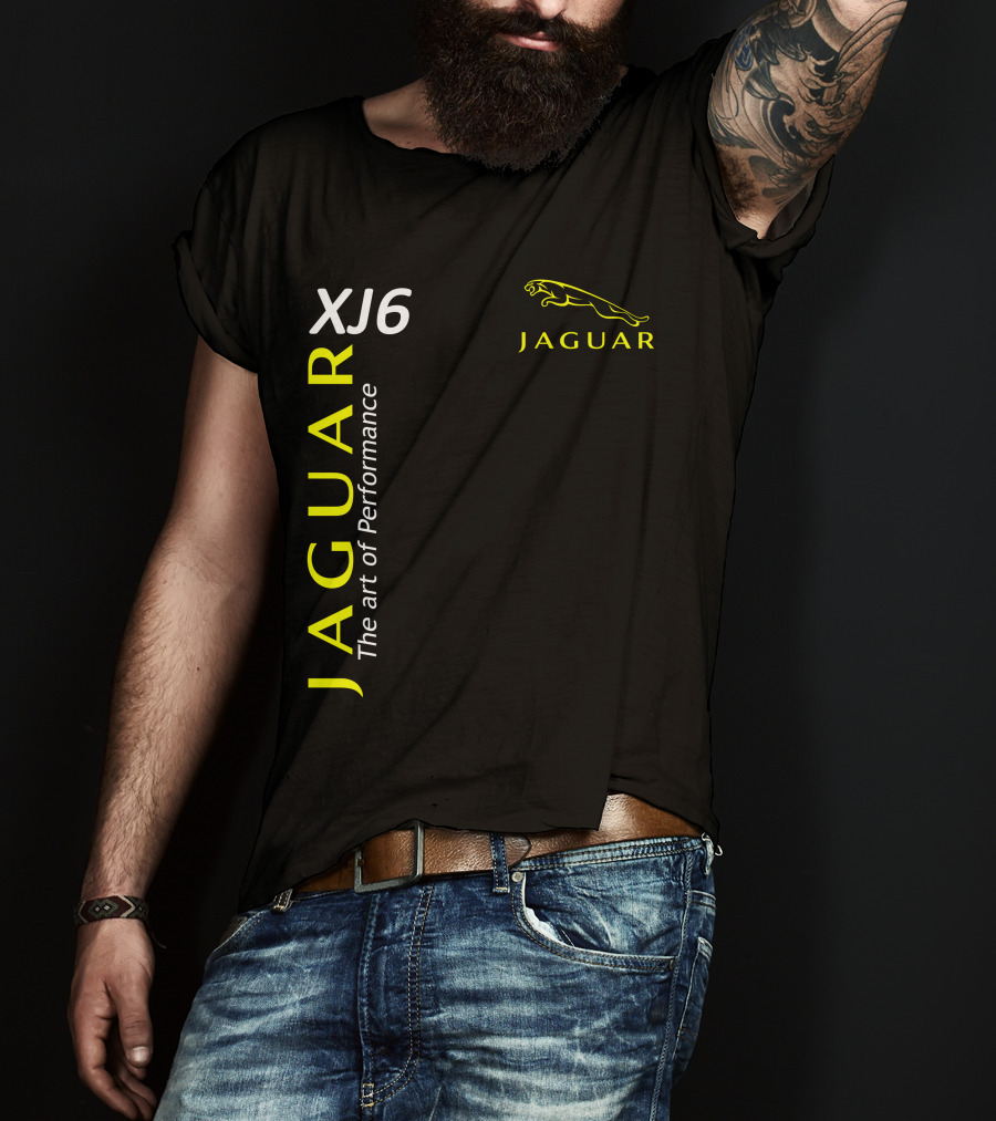 Jaguar Xj6 The Art Of Performance Yellow Logo Classic T-Shirt