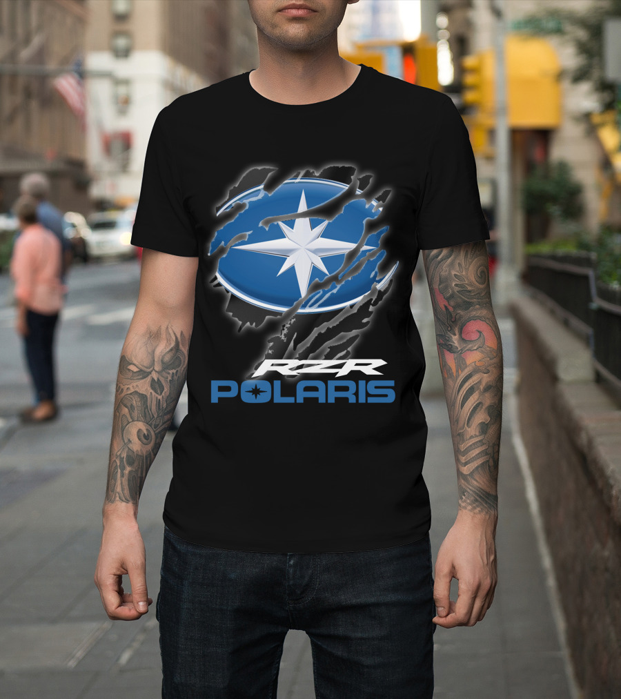 Rzr Polaris Star Logo 10 Blue Claw Marks T-Shirt
