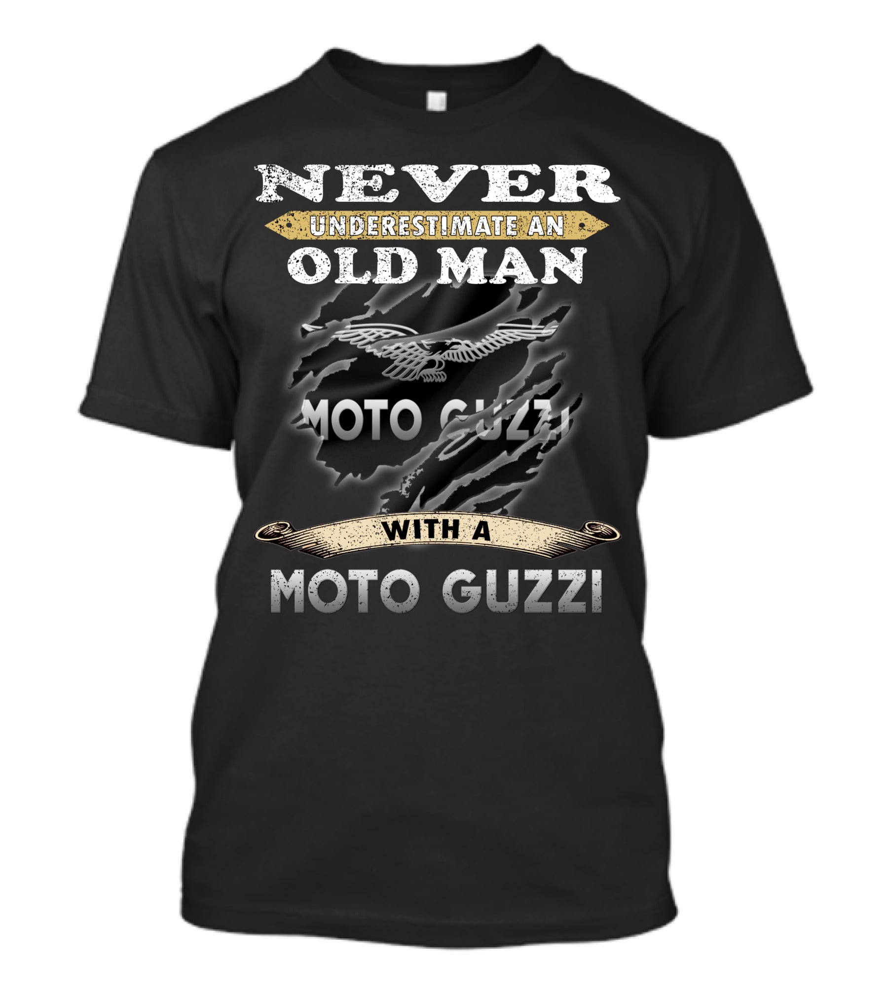 Never Underestimate An Old Man With A Moto Guzzi T-Shirt