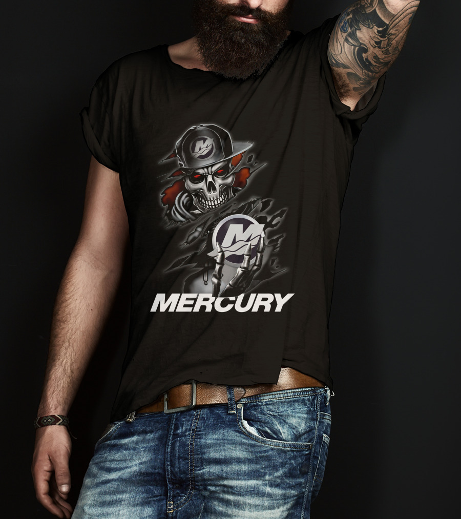 Mercury 05 Skull With Baseball Cap T-Shirt