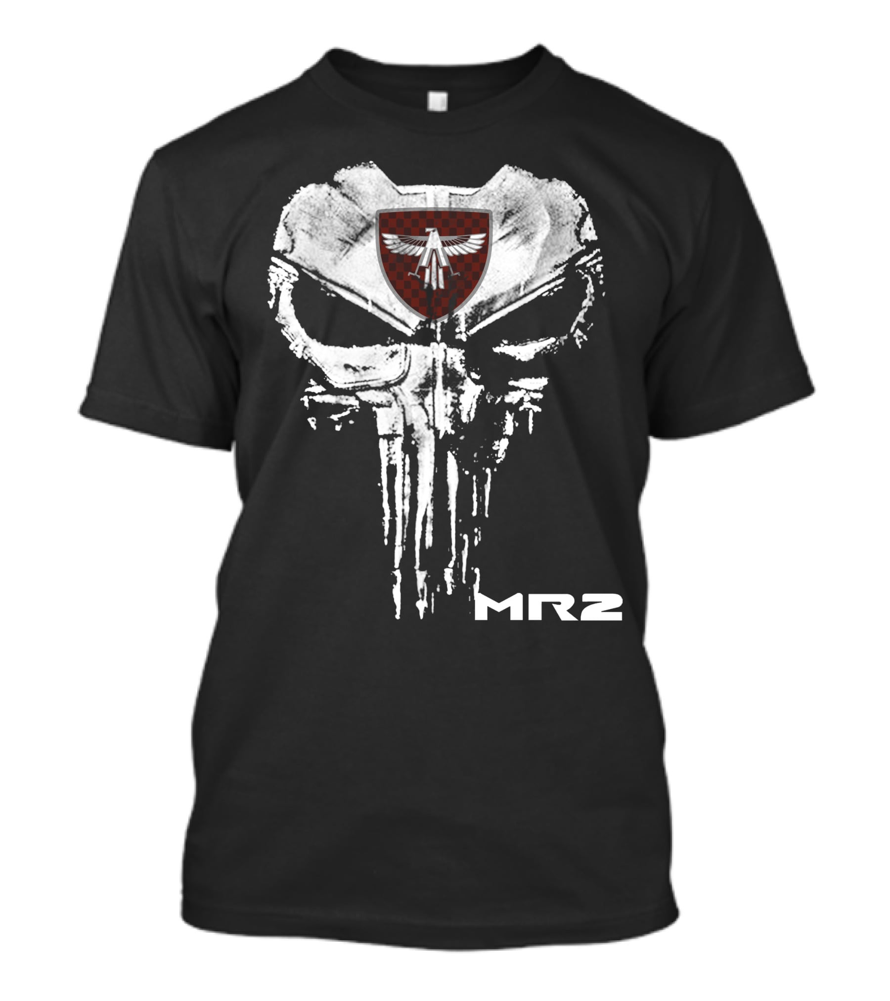 Mr2 Skull Emblem With Winged Shield Motif T-Shirt