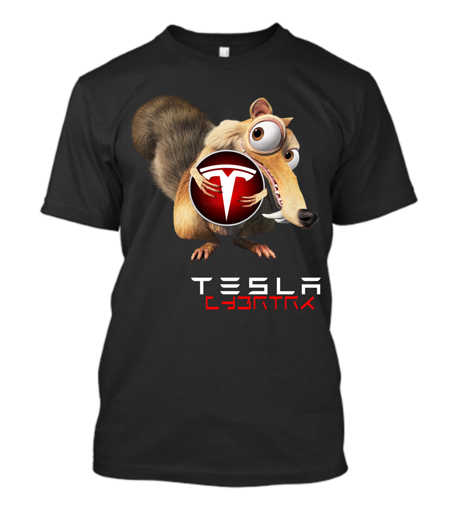 Tesla Cyb4Trk Ice Age Scrat Holding Tesla T-Shirt