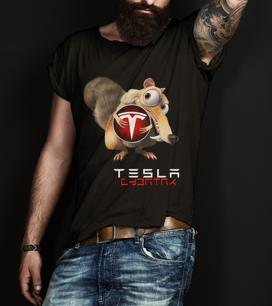 Tesla Cyb4Trk Ice Age Scrat Holding Tesla T-Shirt