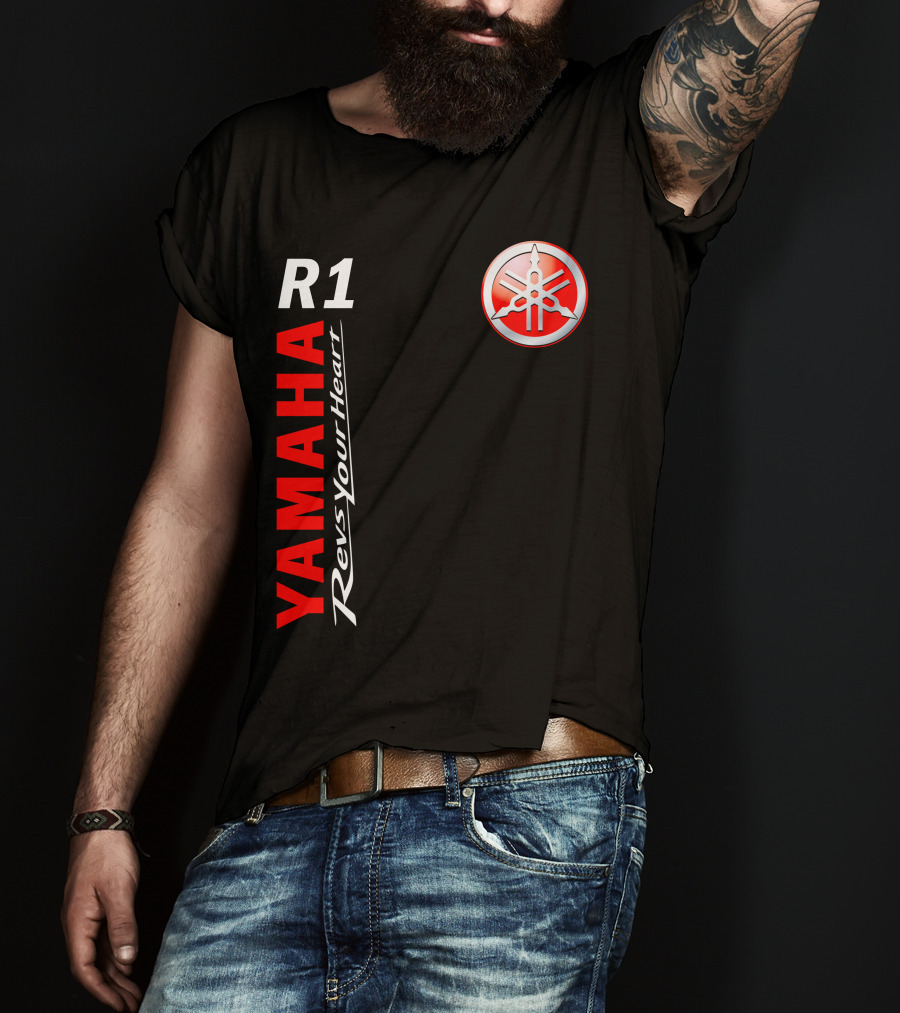 Yamaha R1 Revs Your Heart Vertical T-Shirt