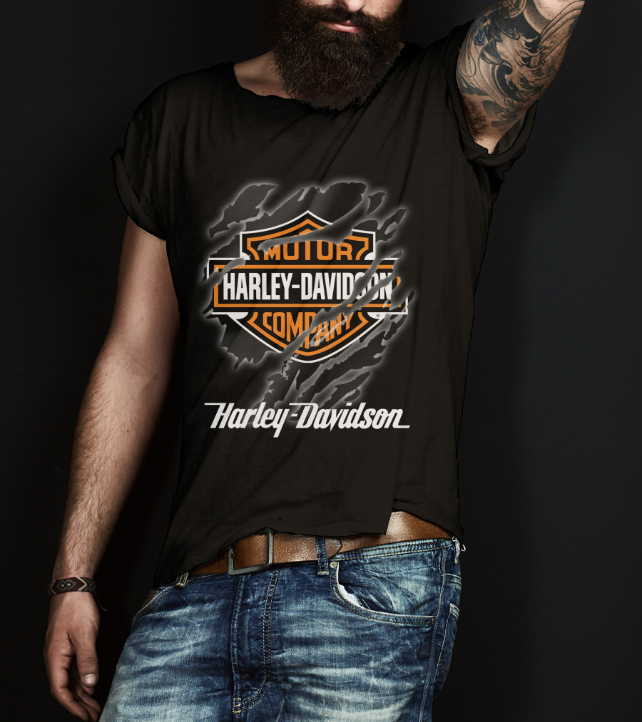 Harley Davidson Motor Company Logo With Distressed Claw Marks T-Shirt