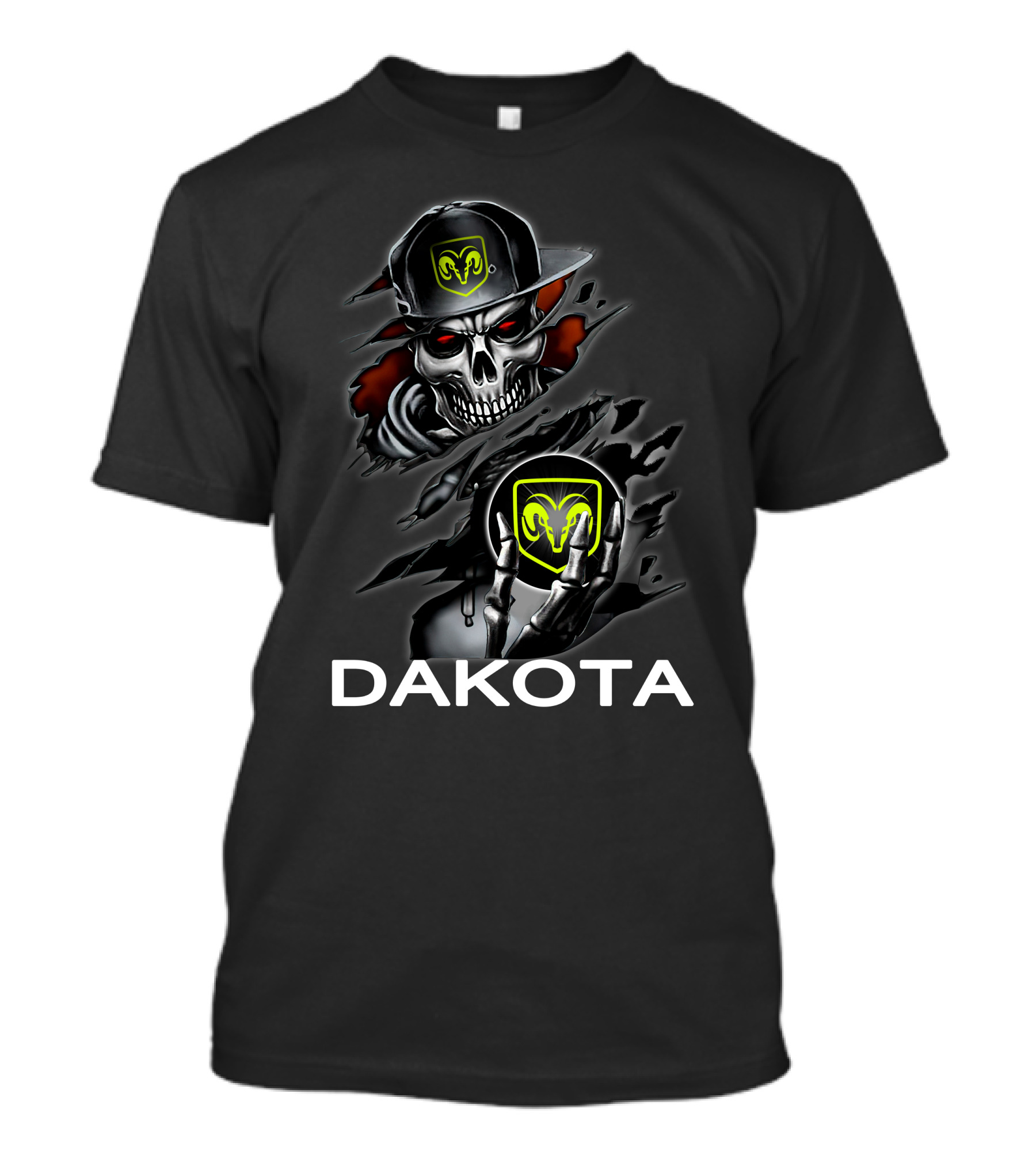 Dakota Skull With Ram Logo Cap And Rip Effect T-Shirt