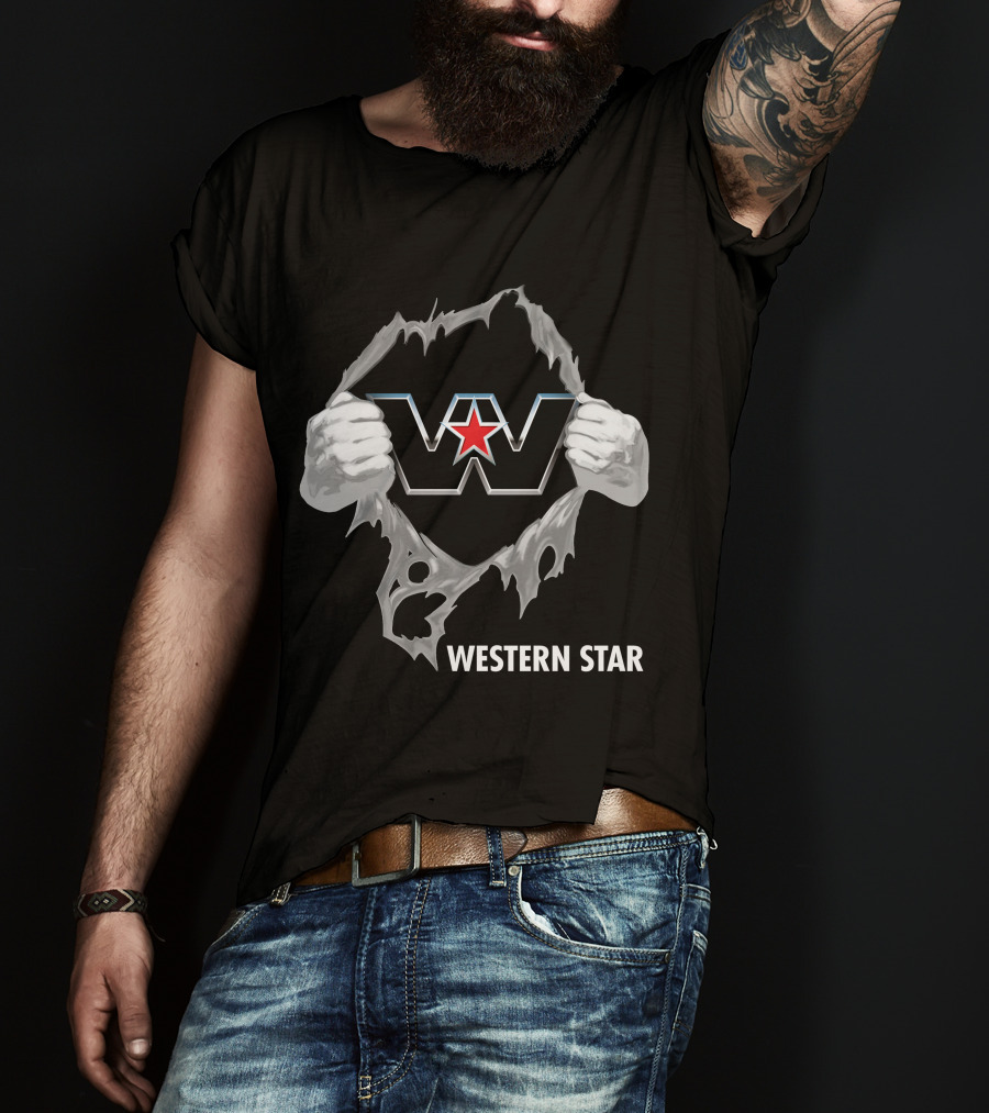 Western Star W Logo With Red Star And Hands T-Shirt