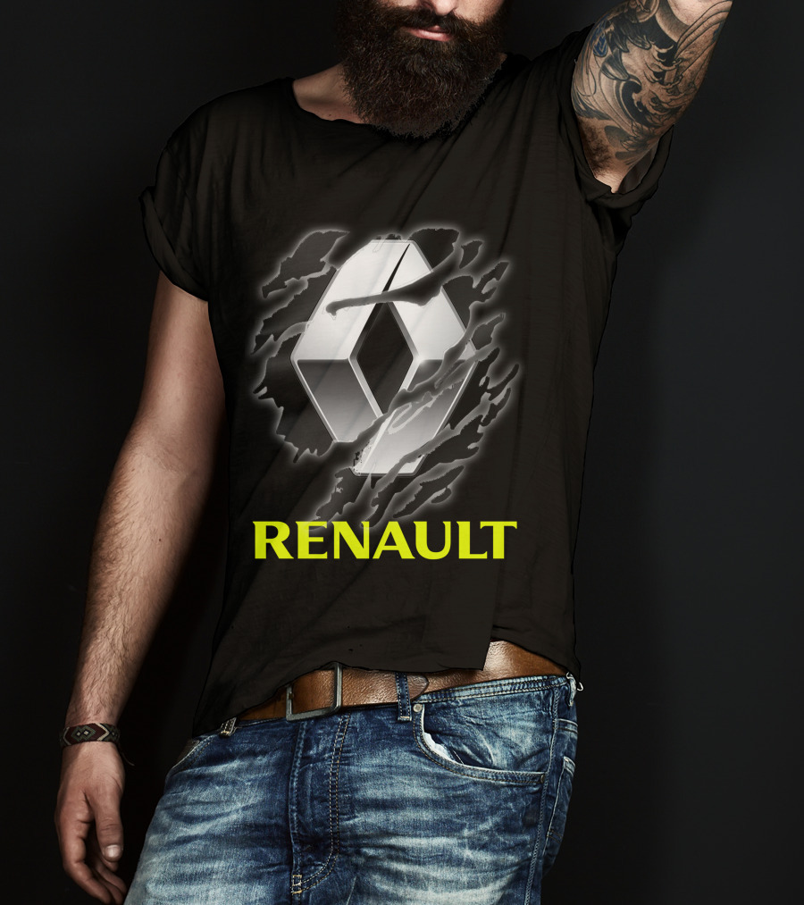 Renault Logo In Dynamic Claw Effect With Dark T-Shirt