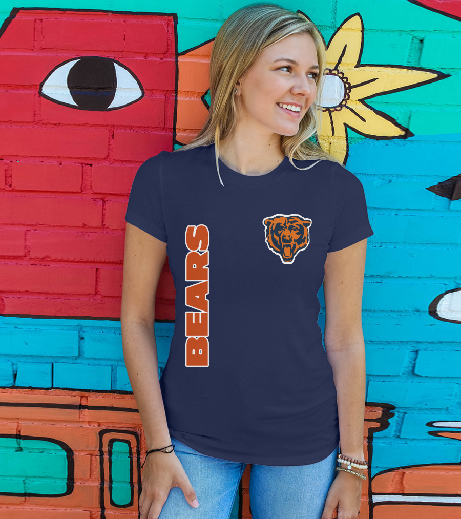Bears Logo Navy Orange Classic Style T-Shirt