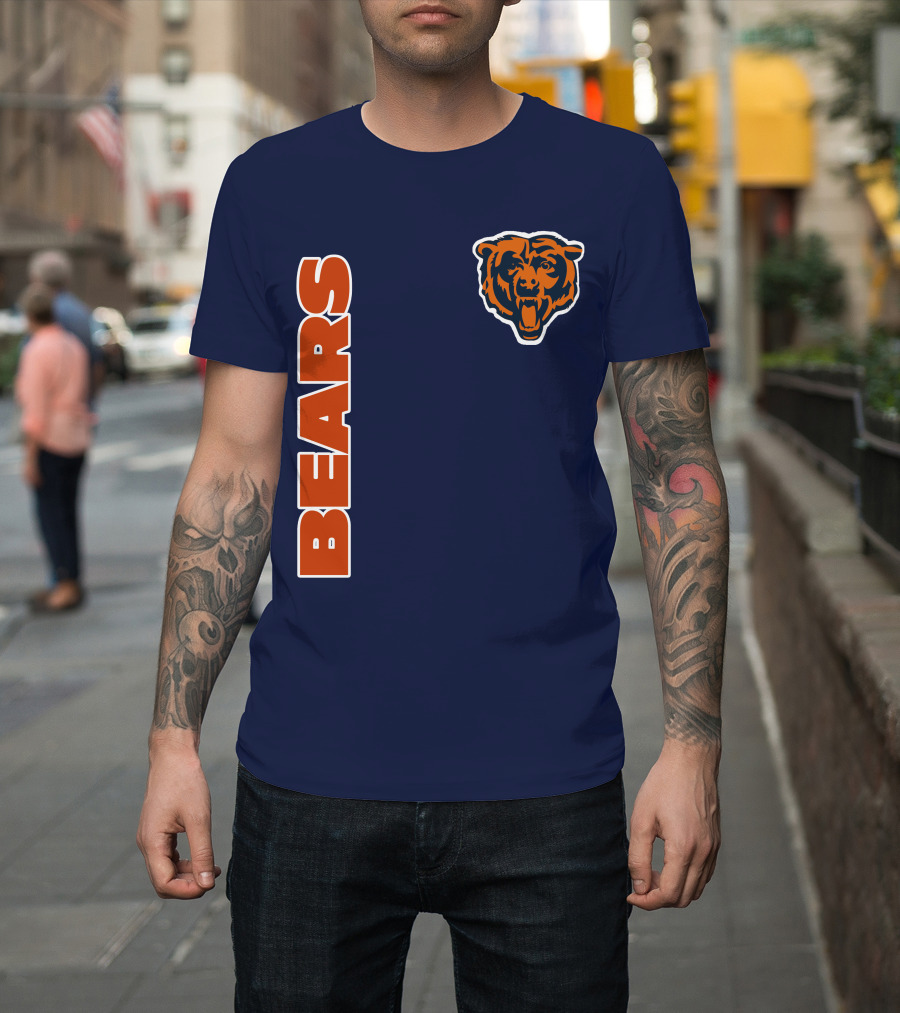 Bears Logo Navy Orange Classic Style T-Shirt