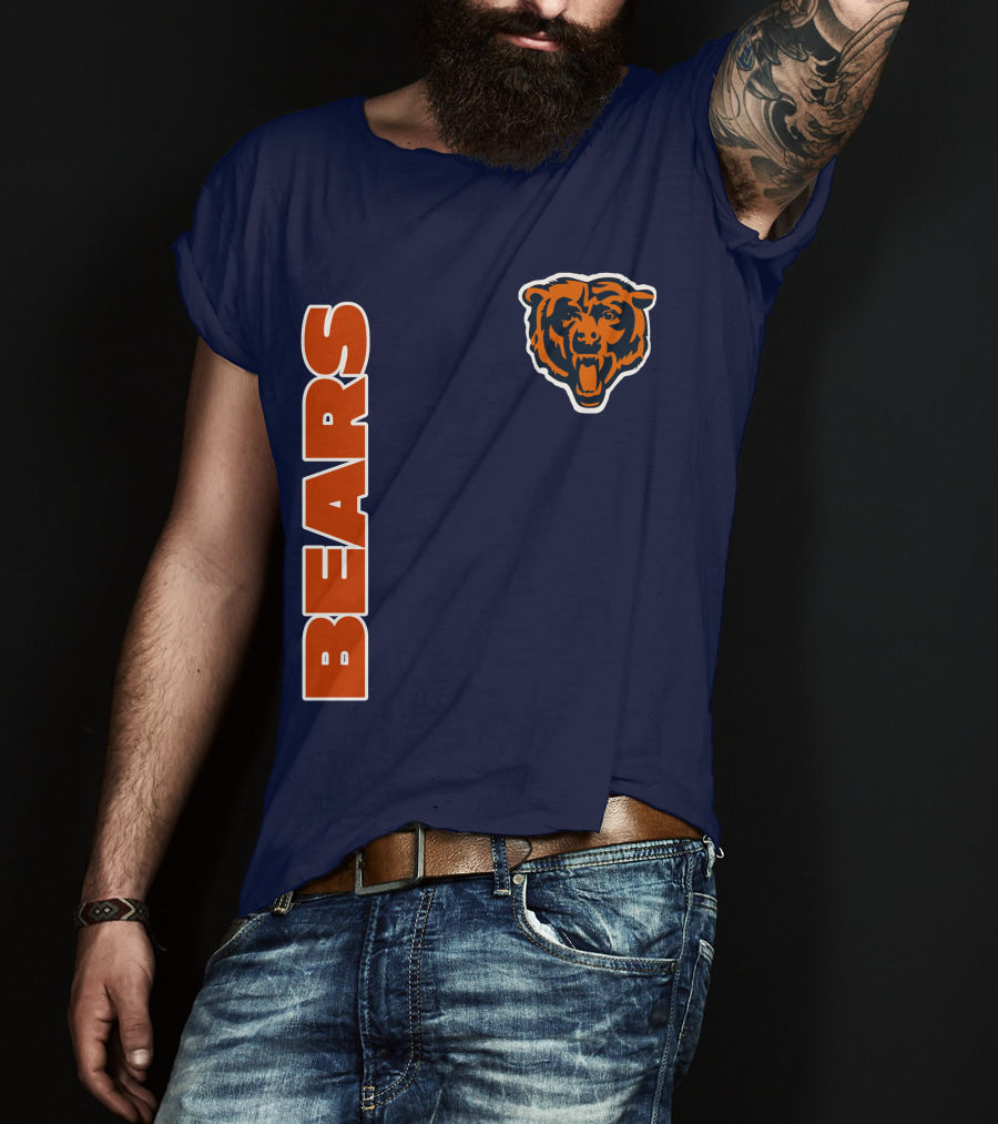 Bears Logo Navy Orange Classic Style T-Shirt