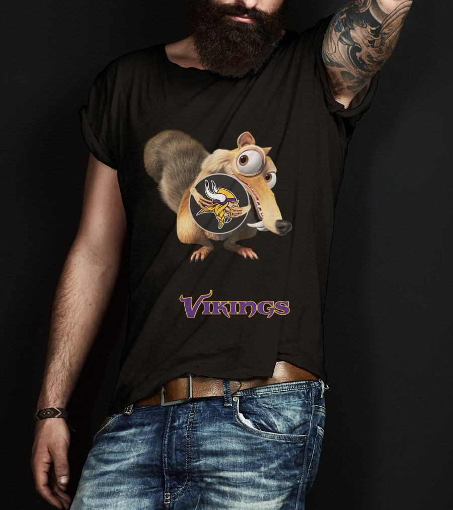 Minnesota Vikings Ice Age Character Holding Football T-Shirt
