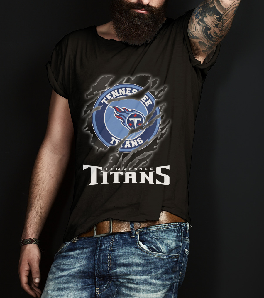 Tennessee Titans Logo And Text With Claw Marks T-Shirt