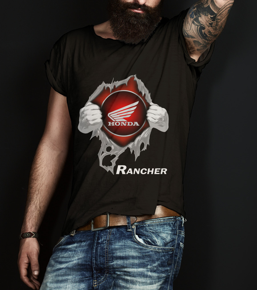 Honda Rancher Motorcycle Logo With Ripping Effect T-Shirt