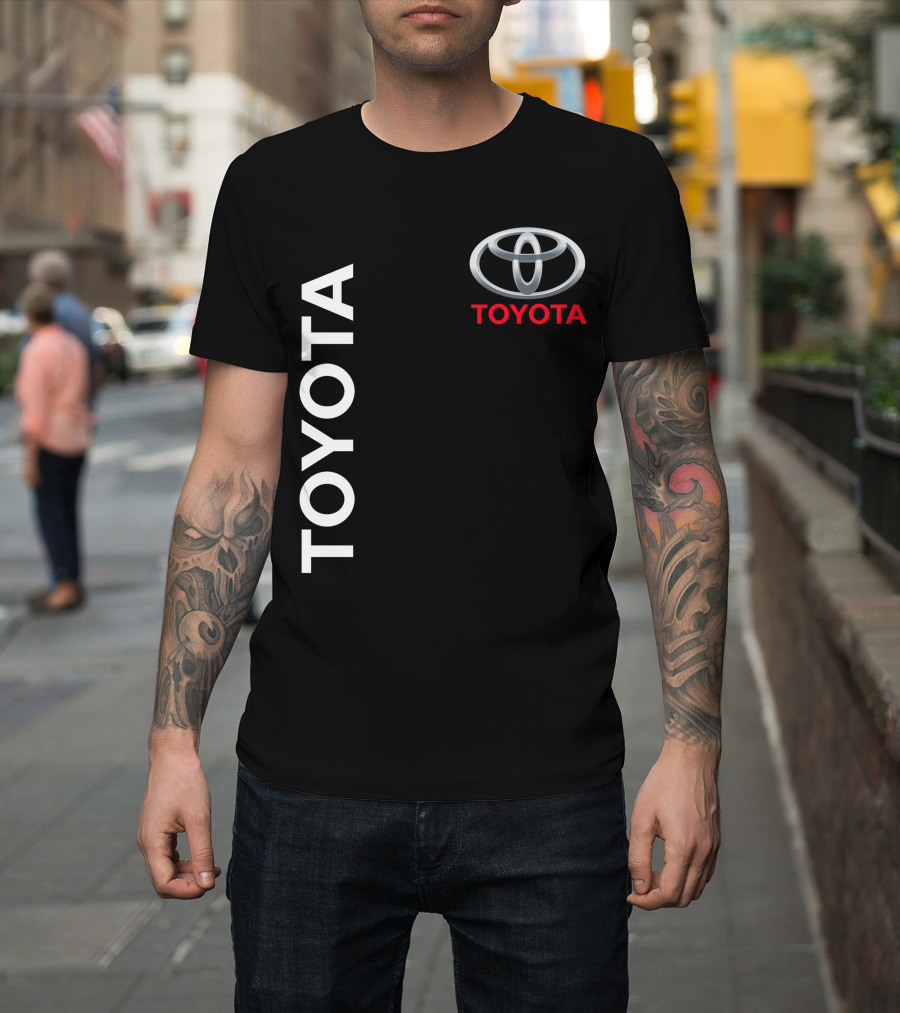 Toyota Logo With White Text Vertical Alignment T-Shirt