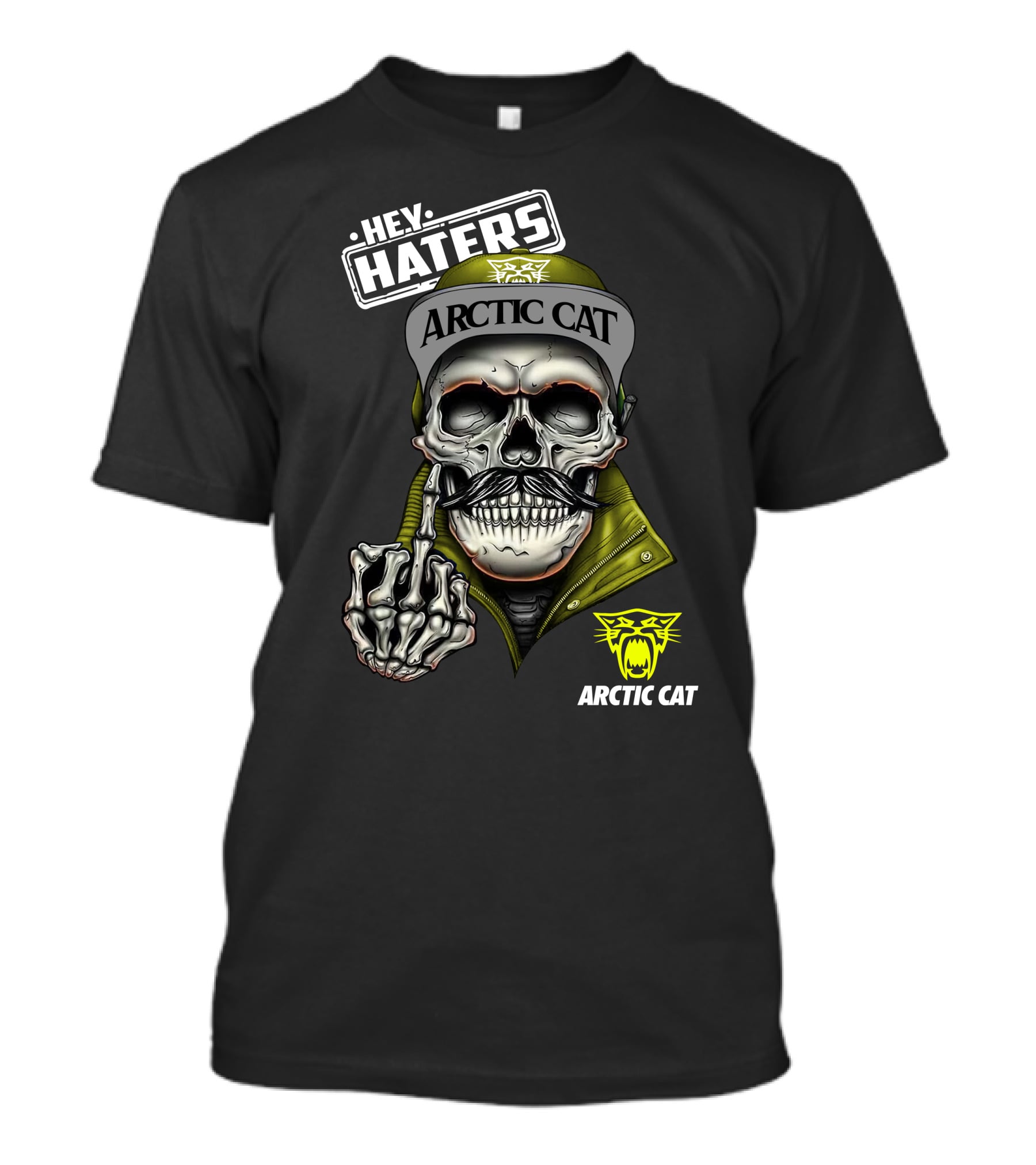 Hey Haters Arctic Cat Skull With Yellow T-Shirt