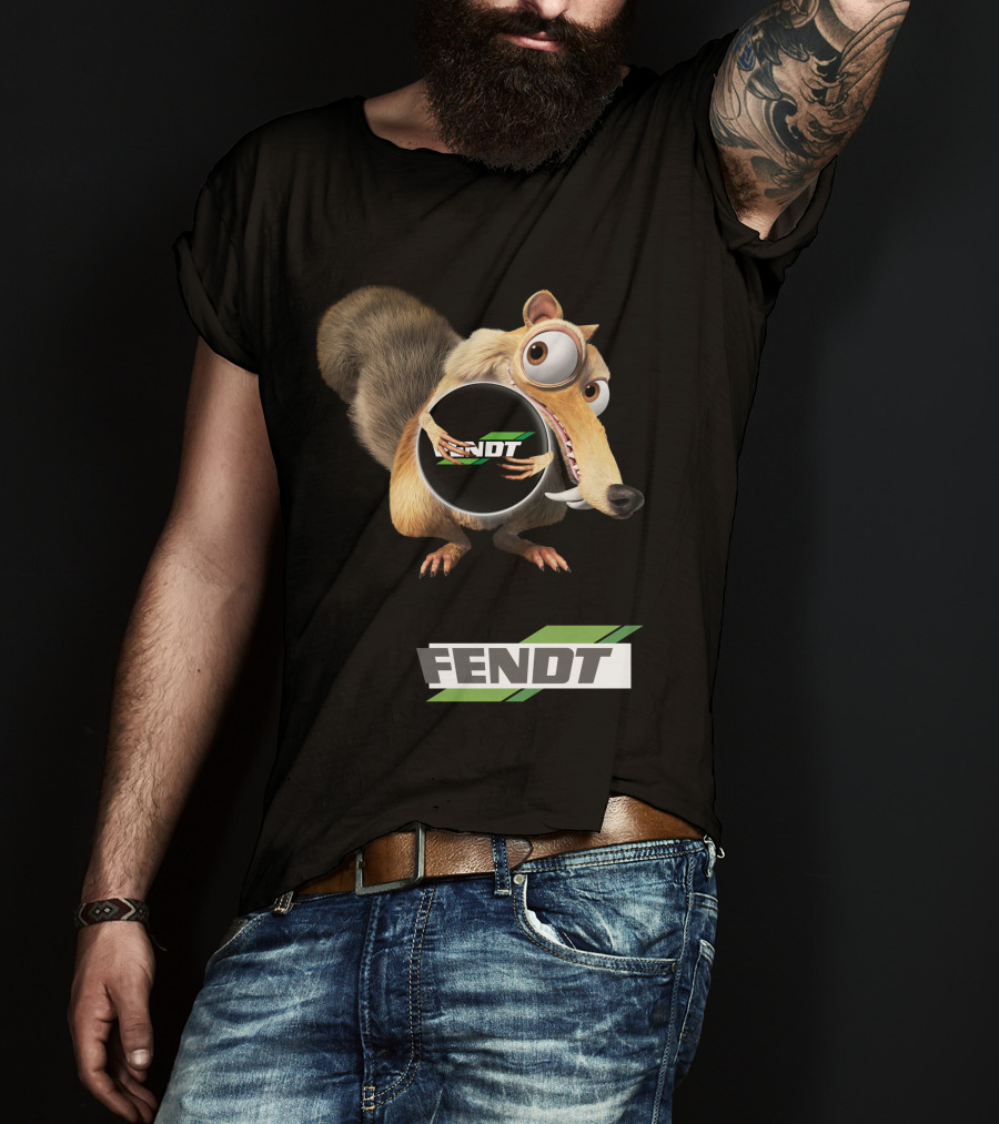 Fendt Tractor Logo With Ice Age Scrat Holding Acorn T-Shirt